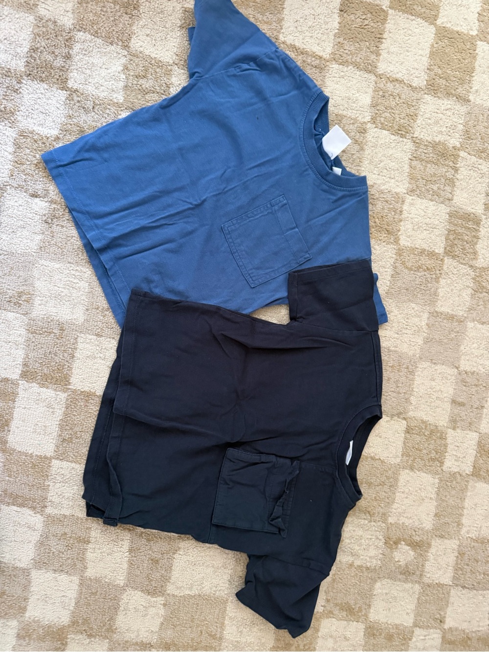 Zara Kids Blue and Black Pocket Tee Duo